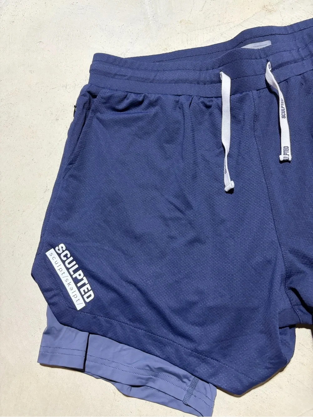 Sculpted platho Navy Athletic Drawstring Shorts liner XL